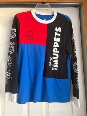 Disney Parks The Muppets Colorblock Long Sleeve Tee - Blue, Red, Black, White
